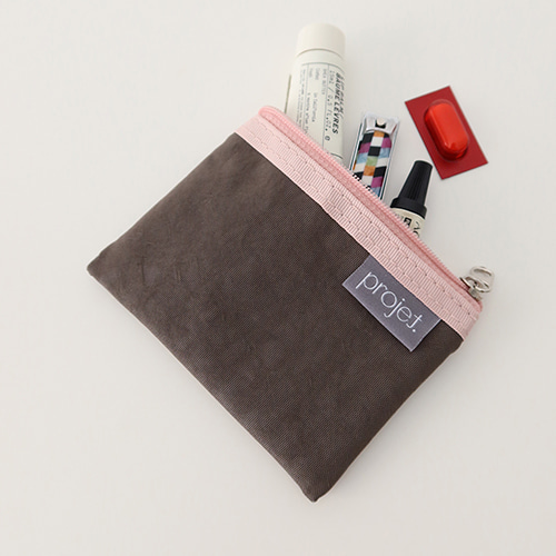 [projet] flat card pouch - brown (4차입고)