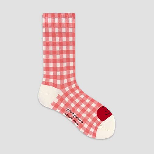 [봉주르마치] Peekaboo socks_check apple (with 세컨드모닝) (재입고)