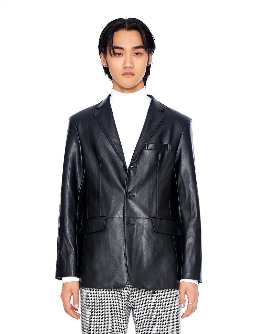 LEATHER SINGLE JACKET_BLACK