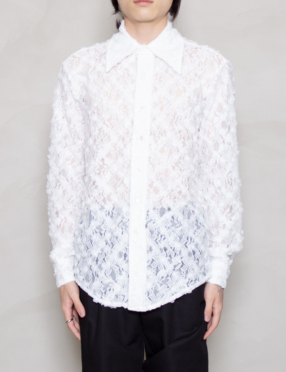 FLORAL LACE L/S SHIRT_WHITE