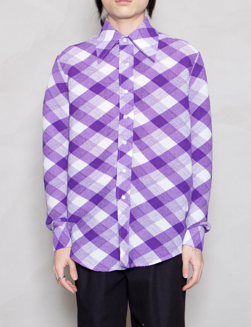 CHECK L/S SHIRT_PURPLE