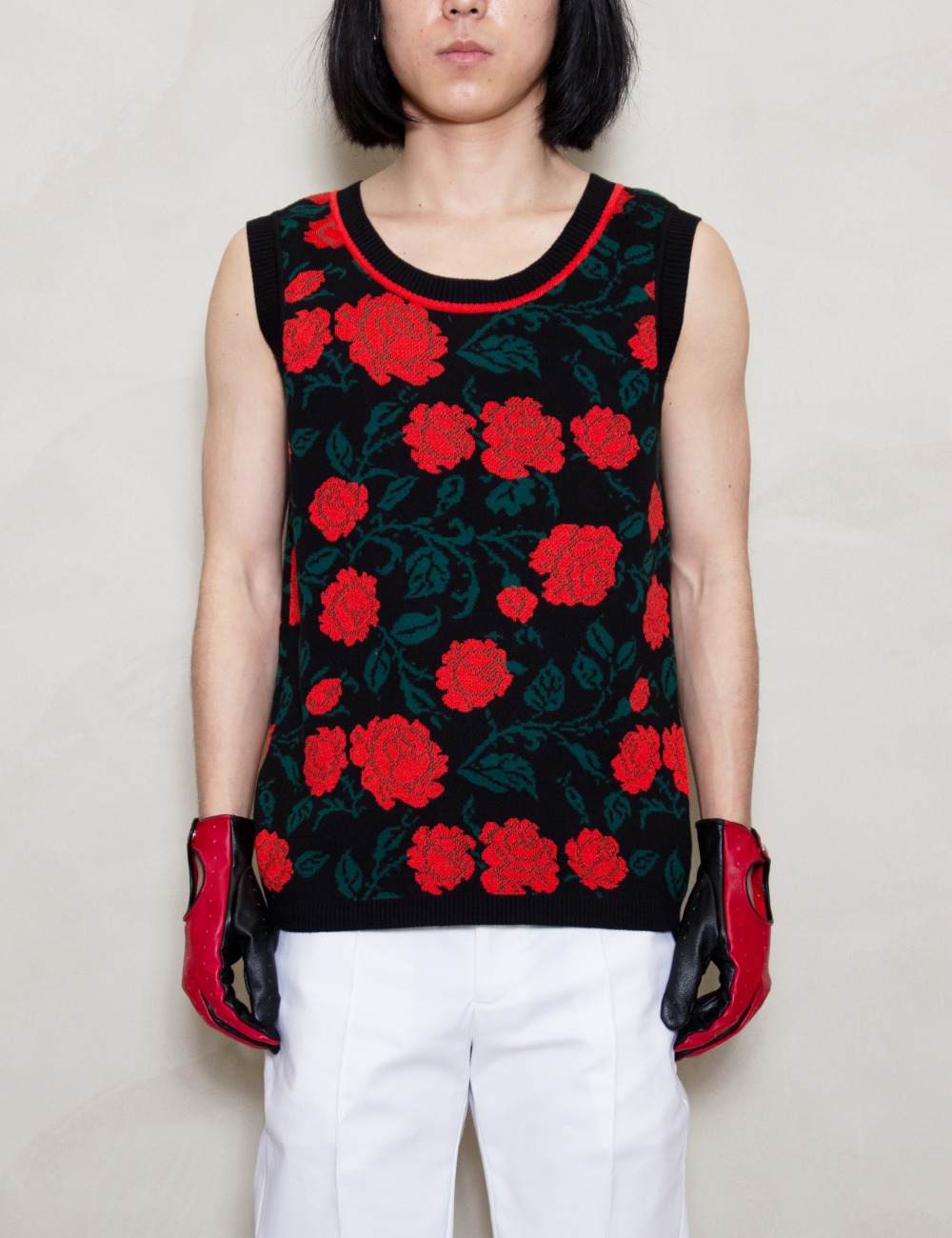 ROSE JACQUARD TANK TOP_RED