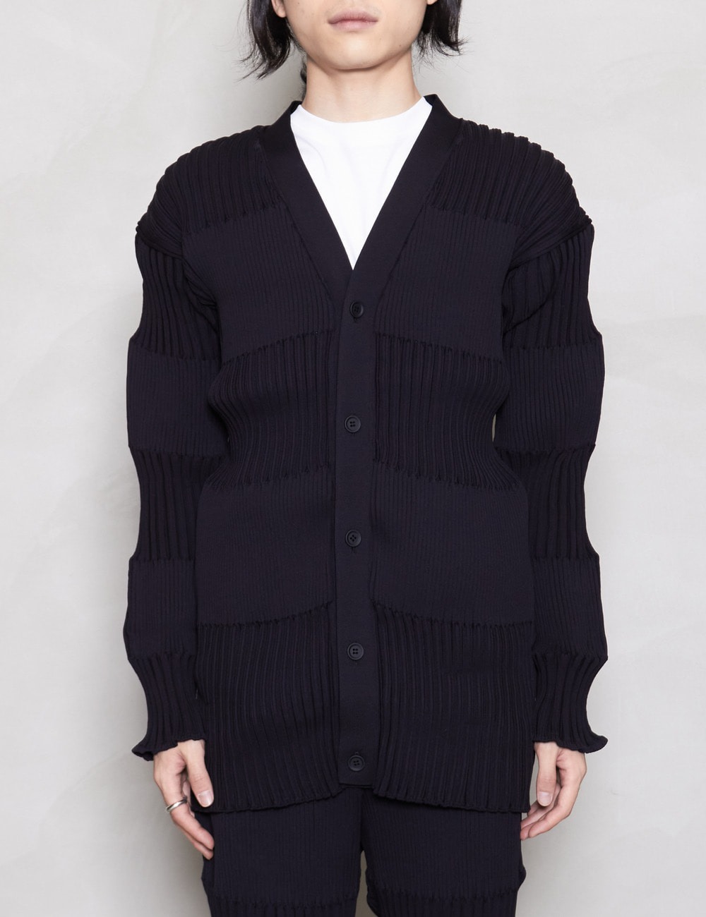 FLUTED CARDIGAN 1_BLACK