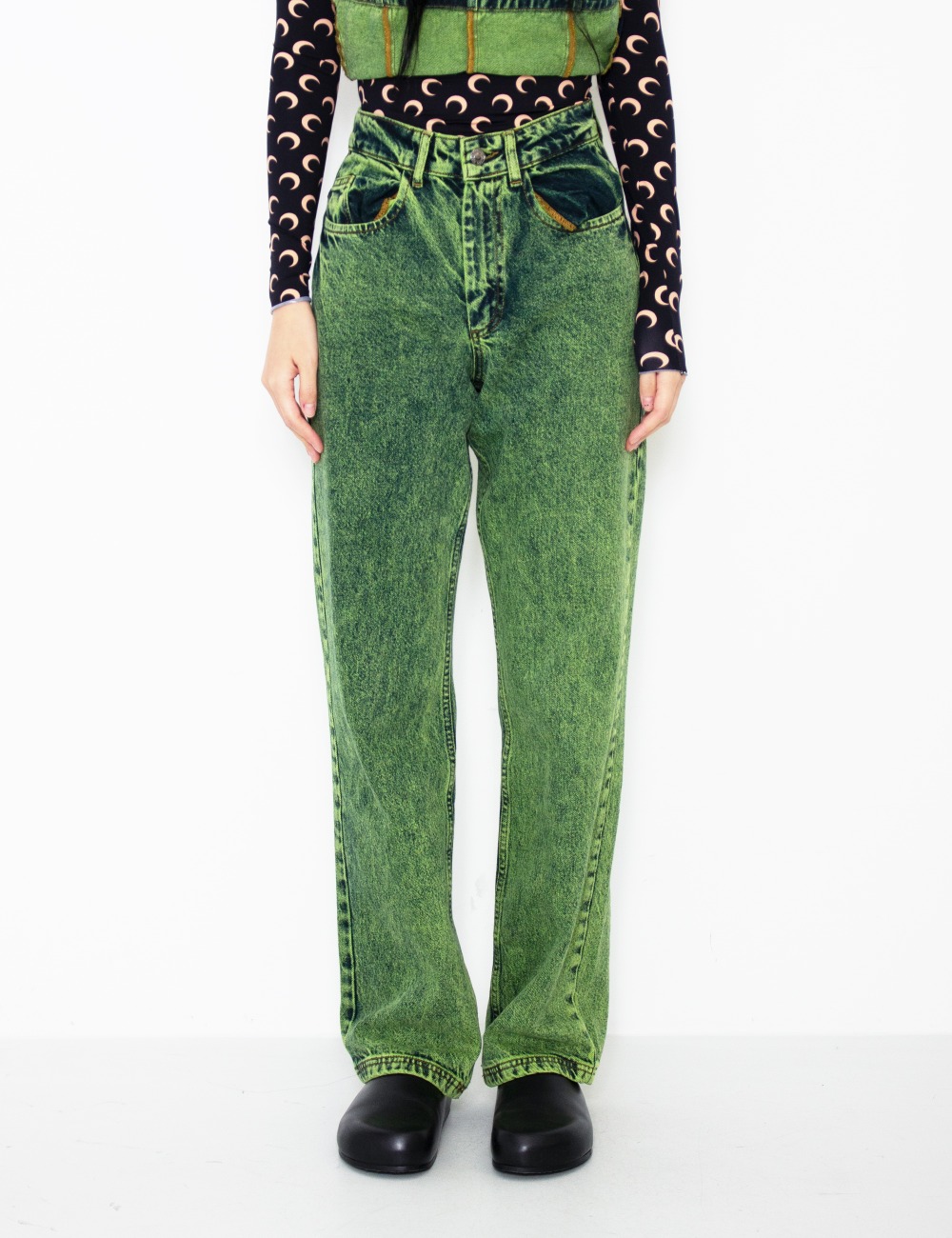 LEAH ACID DENIM PANTS_LIME