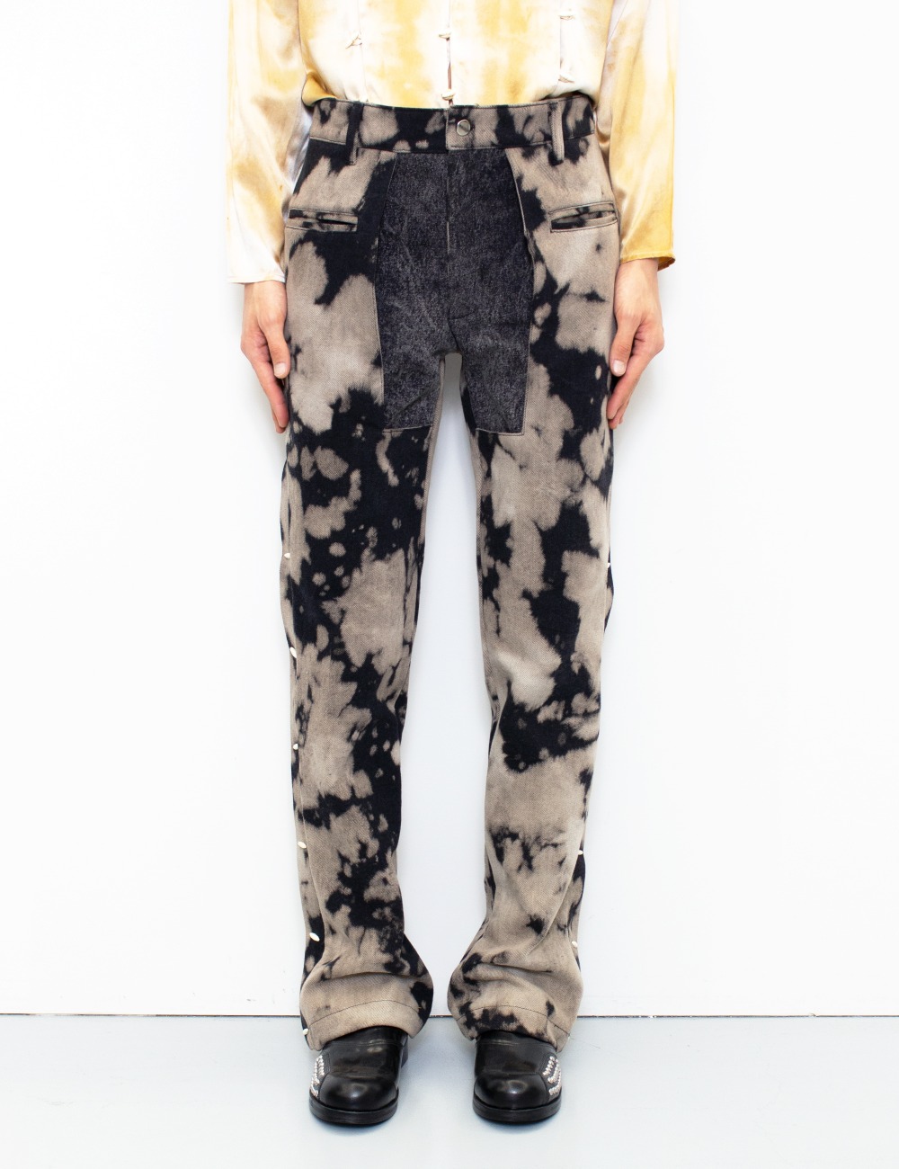 VAQUERO HAND DYED DENIM PANTS_ACID BLACK