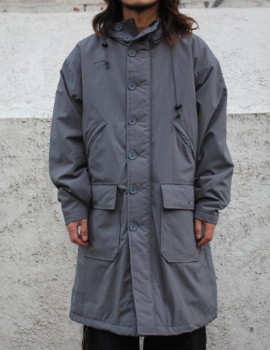 LONG BUTTON FRONT PARKA_CHARCOAL