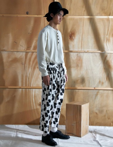 BAGGY PANTS FLOWER PRINT_WHITE