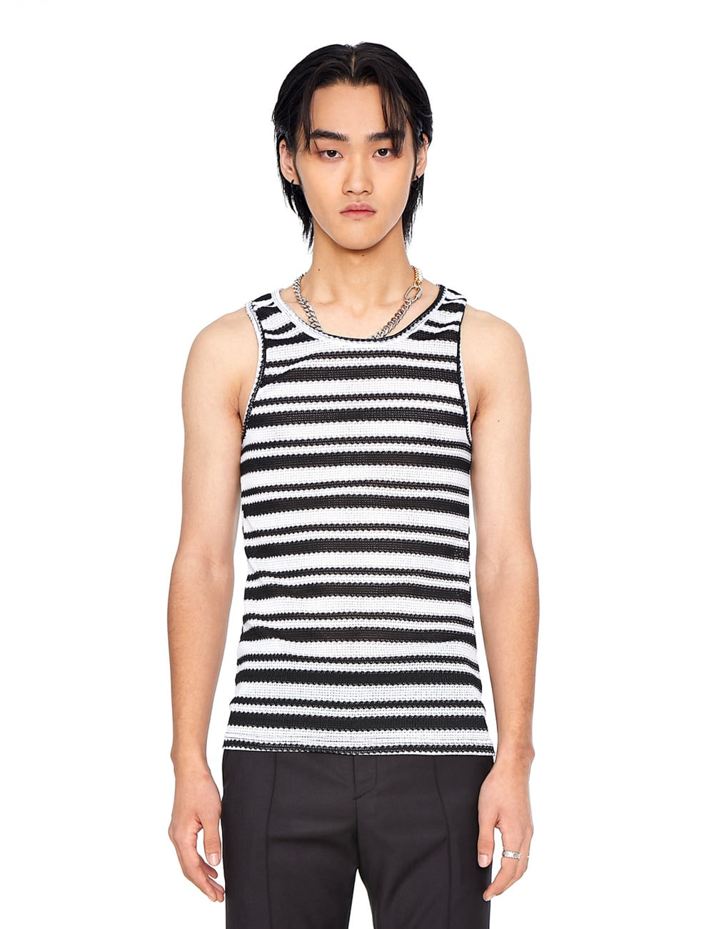 KNITTED SLEEVELESS_BLACK STRIPE