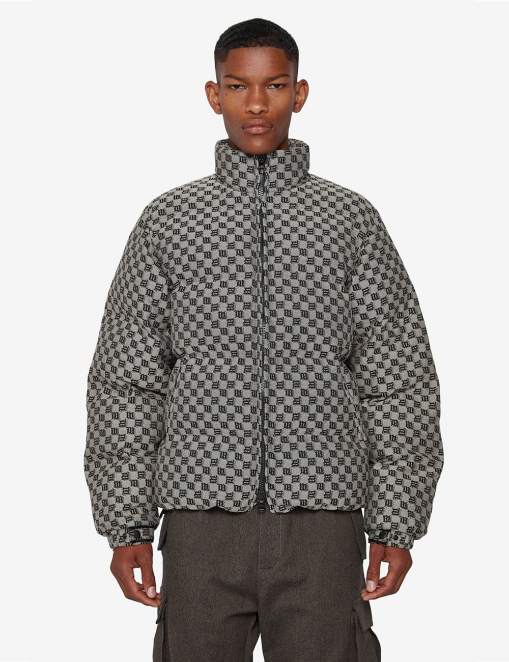 MONOGRAM JACQUARD CANVAS PUFFER_BIEGE