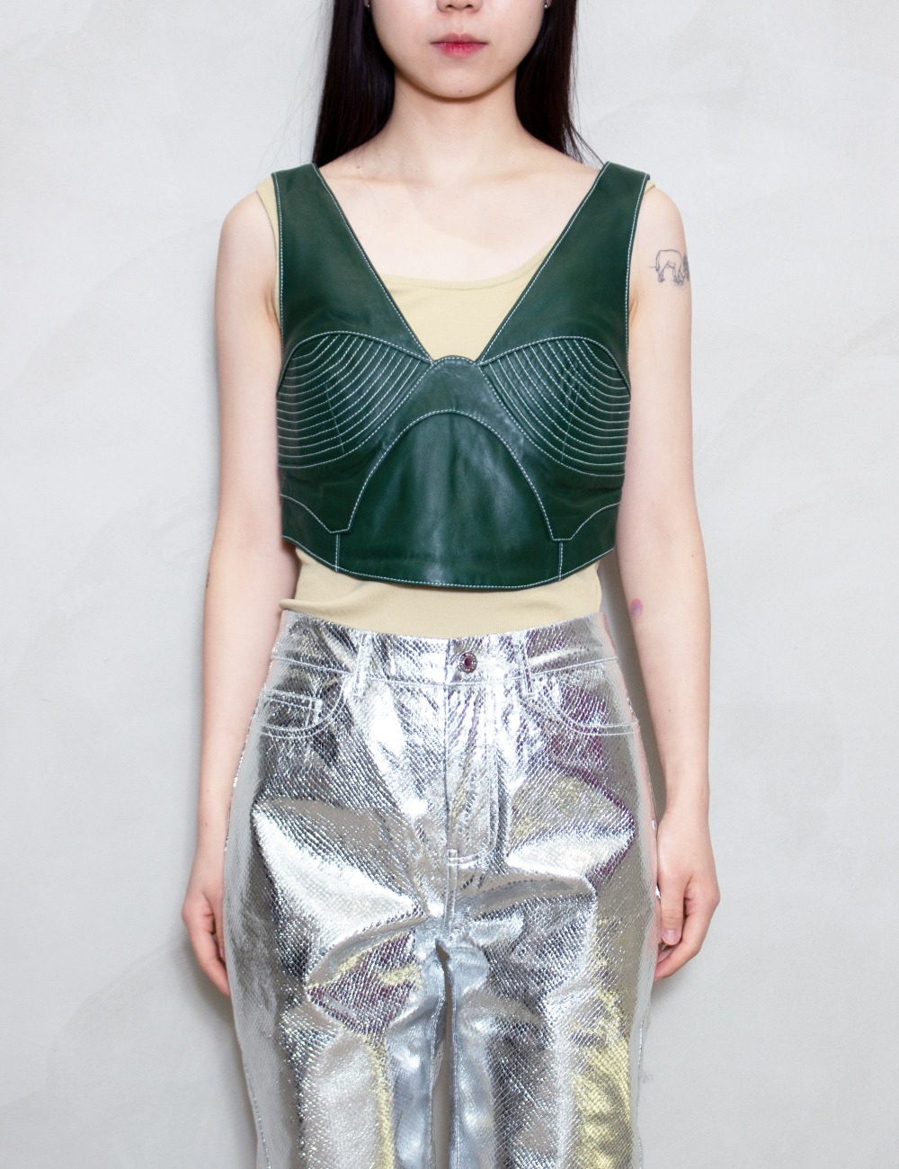 JODY LEATHER TOP_GREEN