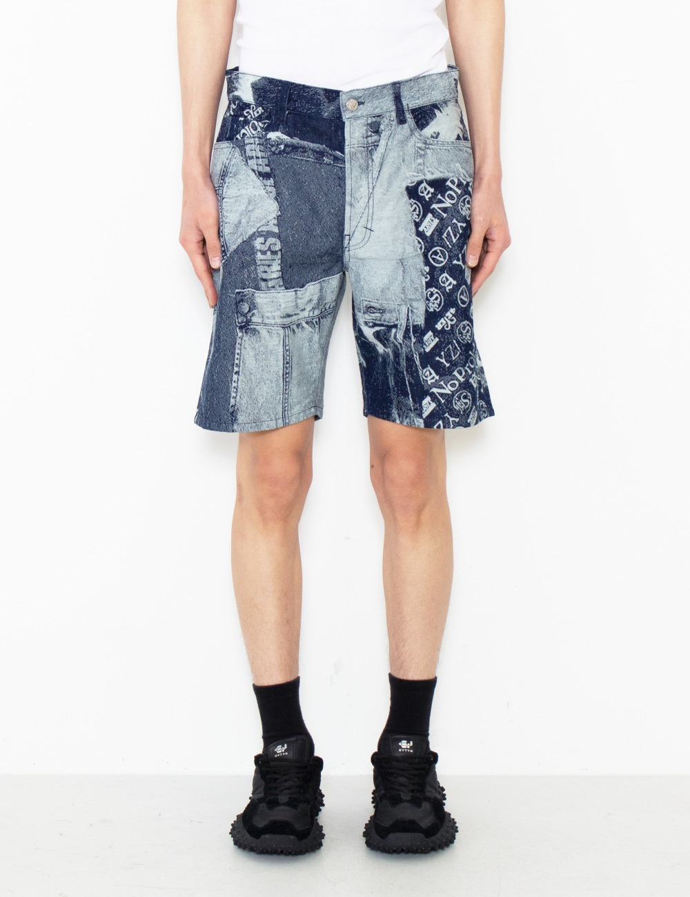 JACQUARD PATCHWORK SHORT_BLUE