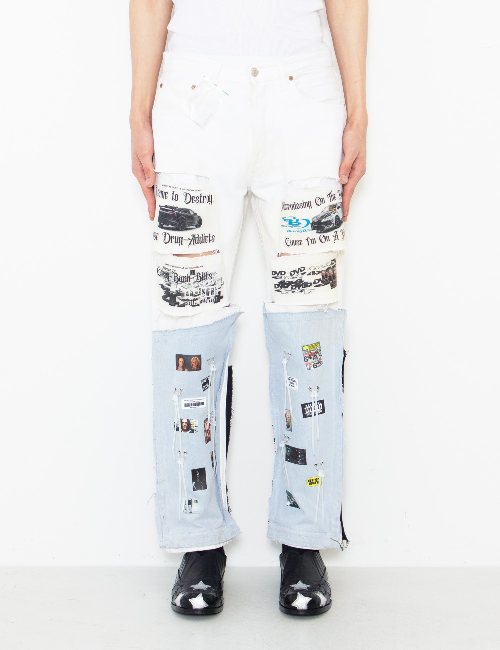 MICRODOSING DENIM PANTS_WHITE/BLUE