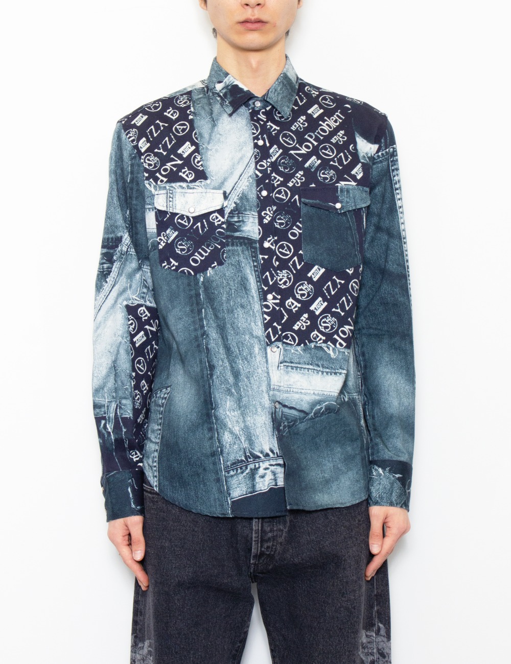 PATCHWORK WESTERN SHIRT_BLUE