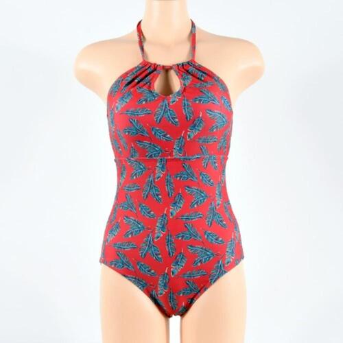 여자 리프 패턴 포인트 원피스 수영복