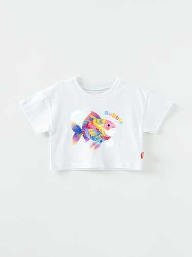 [신제품 5% 추가적립] 무지개물고기 크롭 반팔 아트웍 티셔츠
