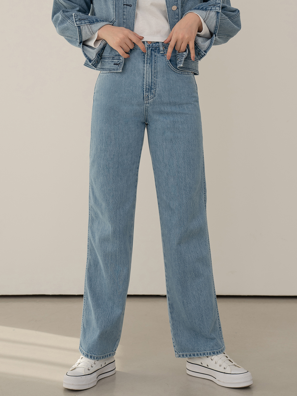 [WIDE] Chain Jeans Light Blue