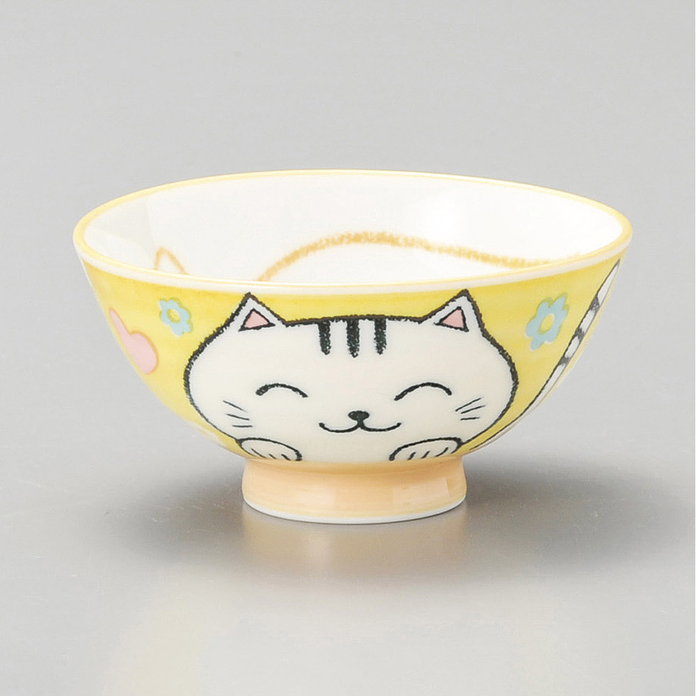 44942-339 / 하트 고양이 노란 손평 / 10.5×5.2㎝ /  일본그릇