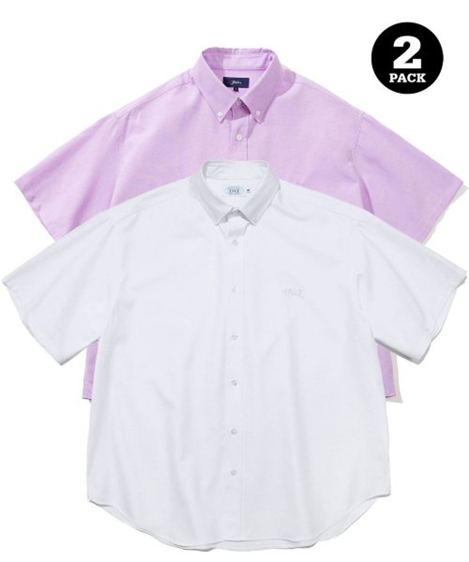 [ONEMILE WEAR] 2PACK BIG OXFORD SS SHIRT WHITE / PURPLE
