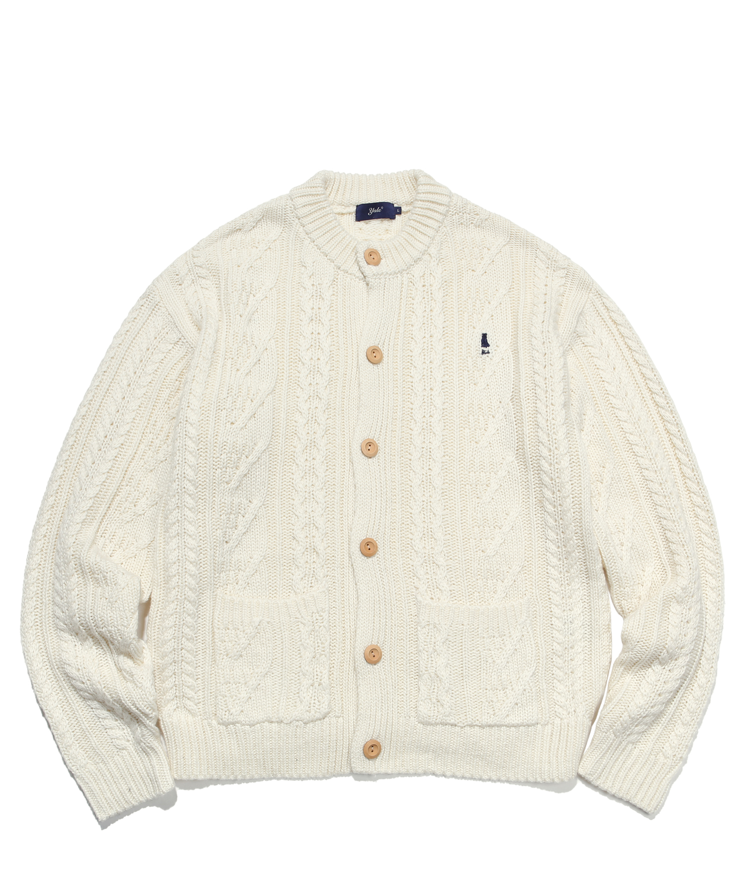 ARAN CABLE KNIT HERITAGE CARDIGAN IVORY