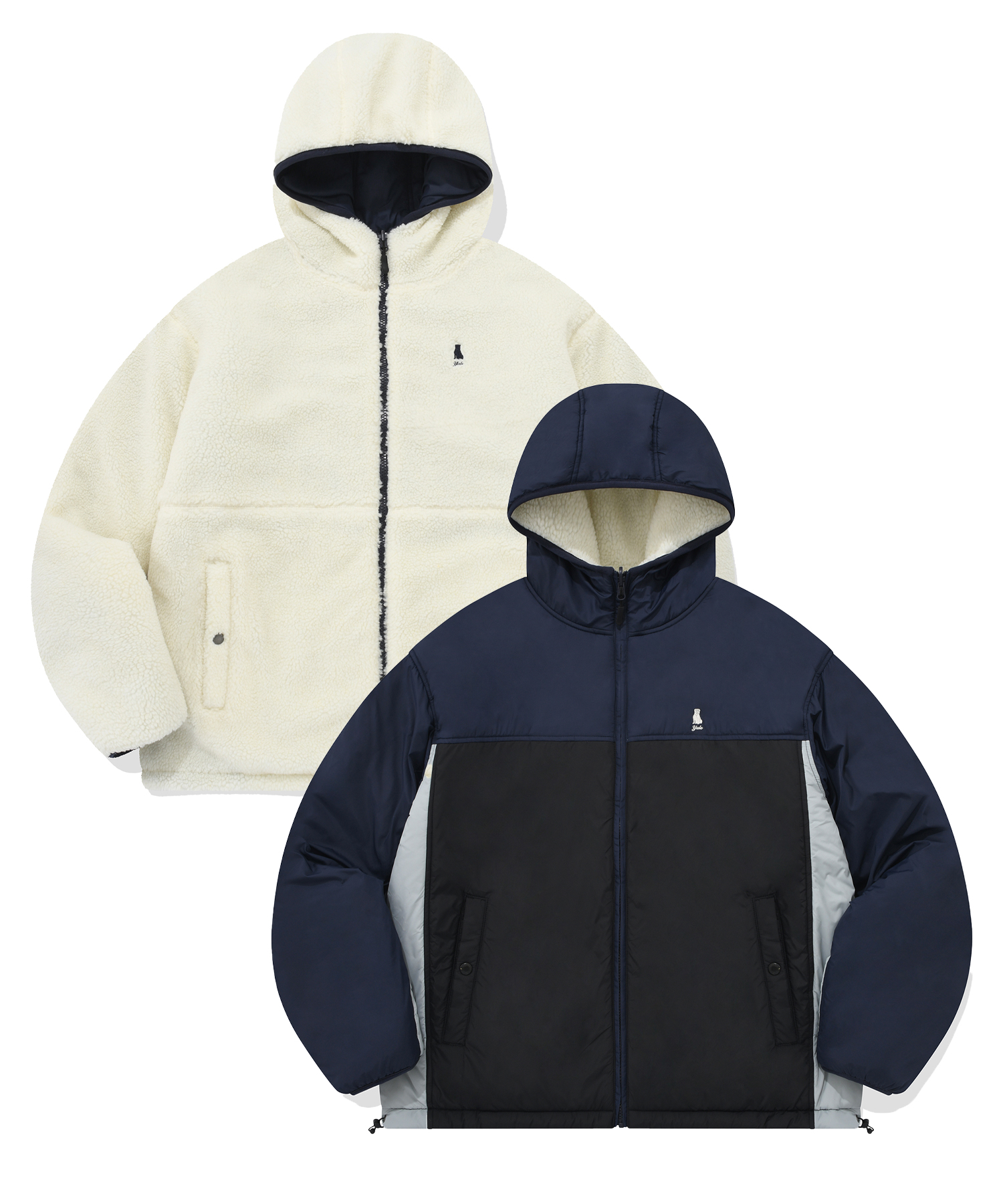 QUILTED BOA REVERSIBLE PARKA IVORY / NAVY