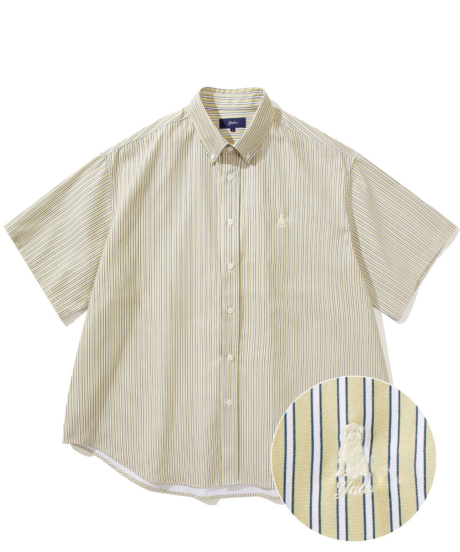 [ONEMILE WEAR] SMALL ARCH OXFORD BIG SS SHIRT STRIPE YELLOW