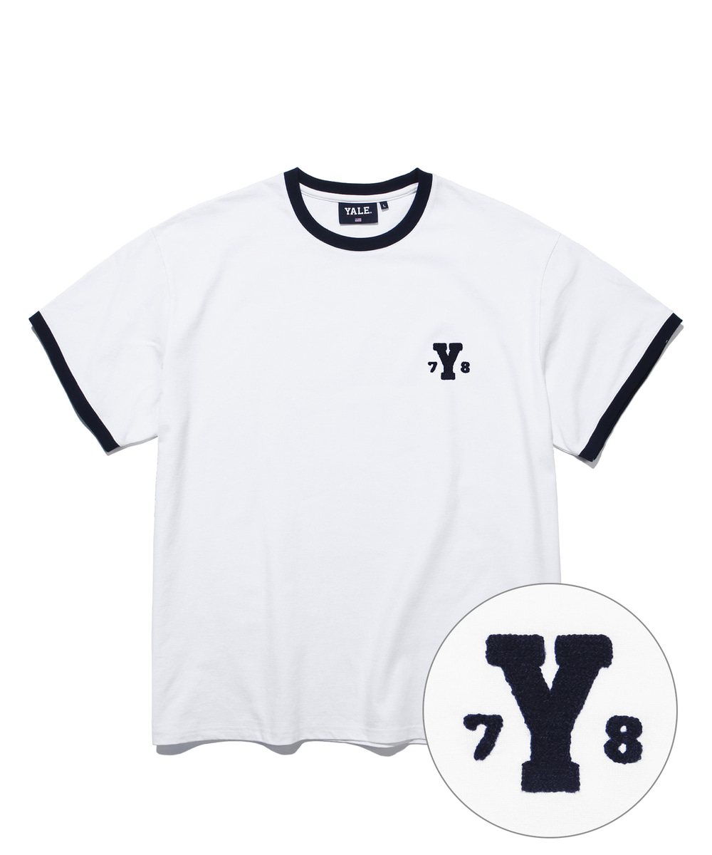 EMBROIDERY CHAIN STITCH Y LOGO TEE WHITE