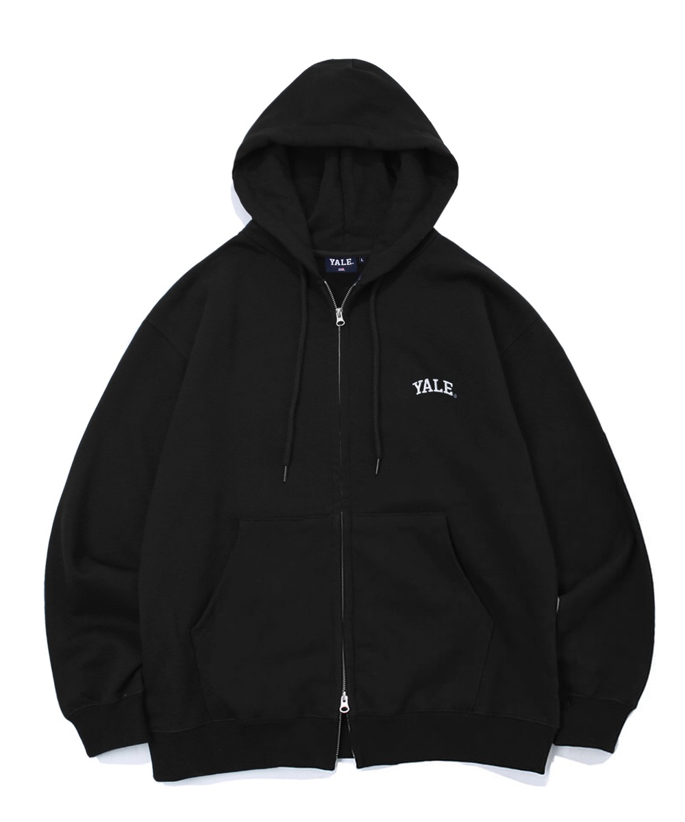 [ONEMILE WEAR] SMALL ARCH LOGO HOODIE ZIP UP BLACK