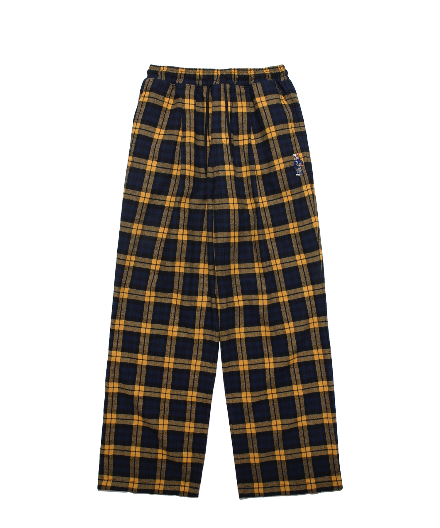 EMBROIDERY UNIVERSITY DAN FLANNEL CHECK EASY PANTS YELLOW