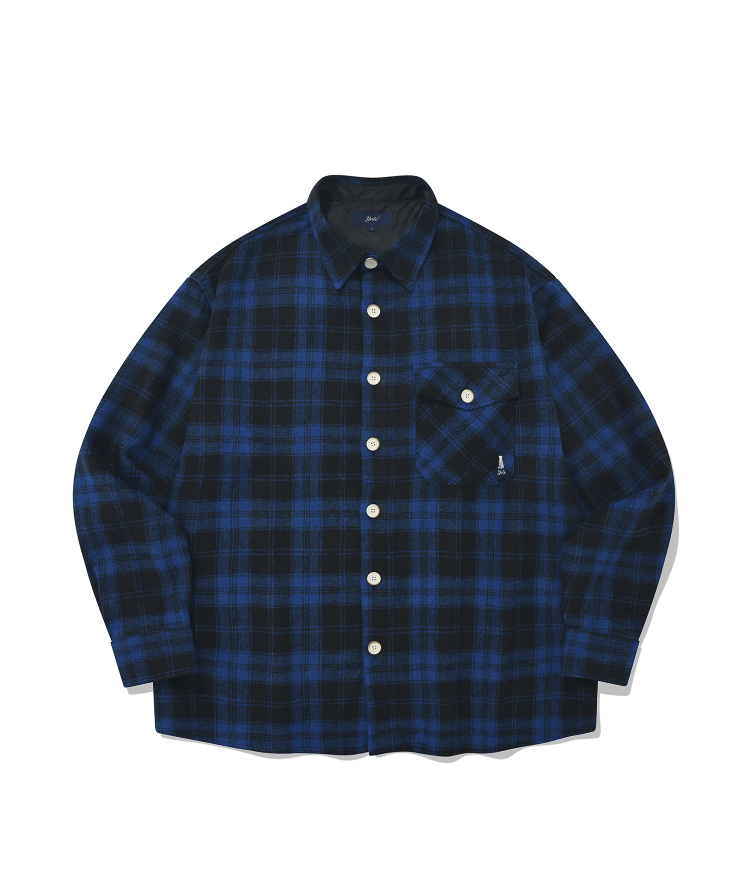 HEAVY FLANNEL ONE POCKET CHECK SHIRT BLUE