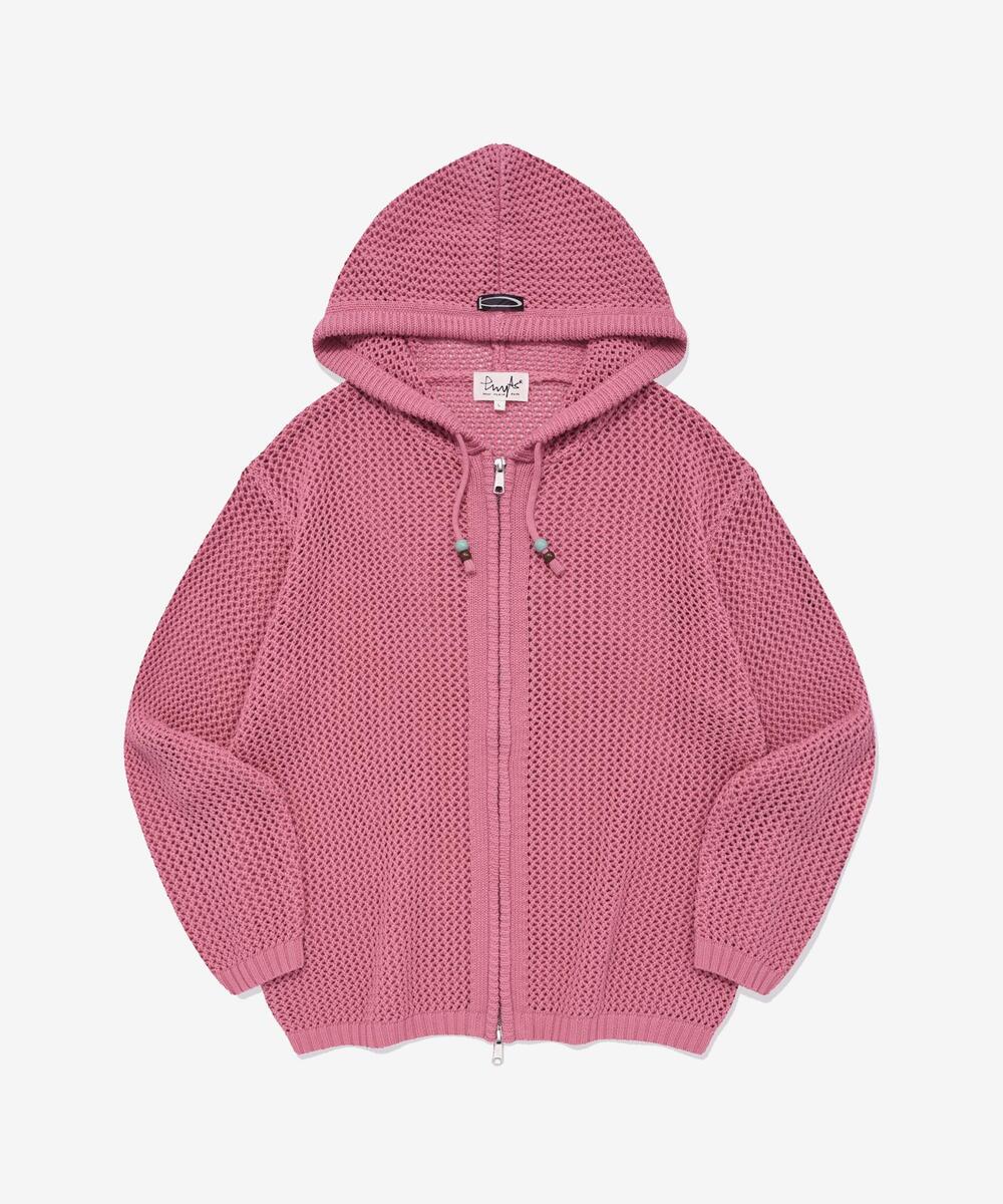 P-ACTIVE BEAD MESHED HOODIE KNIT ZIP-UP VTG PINK