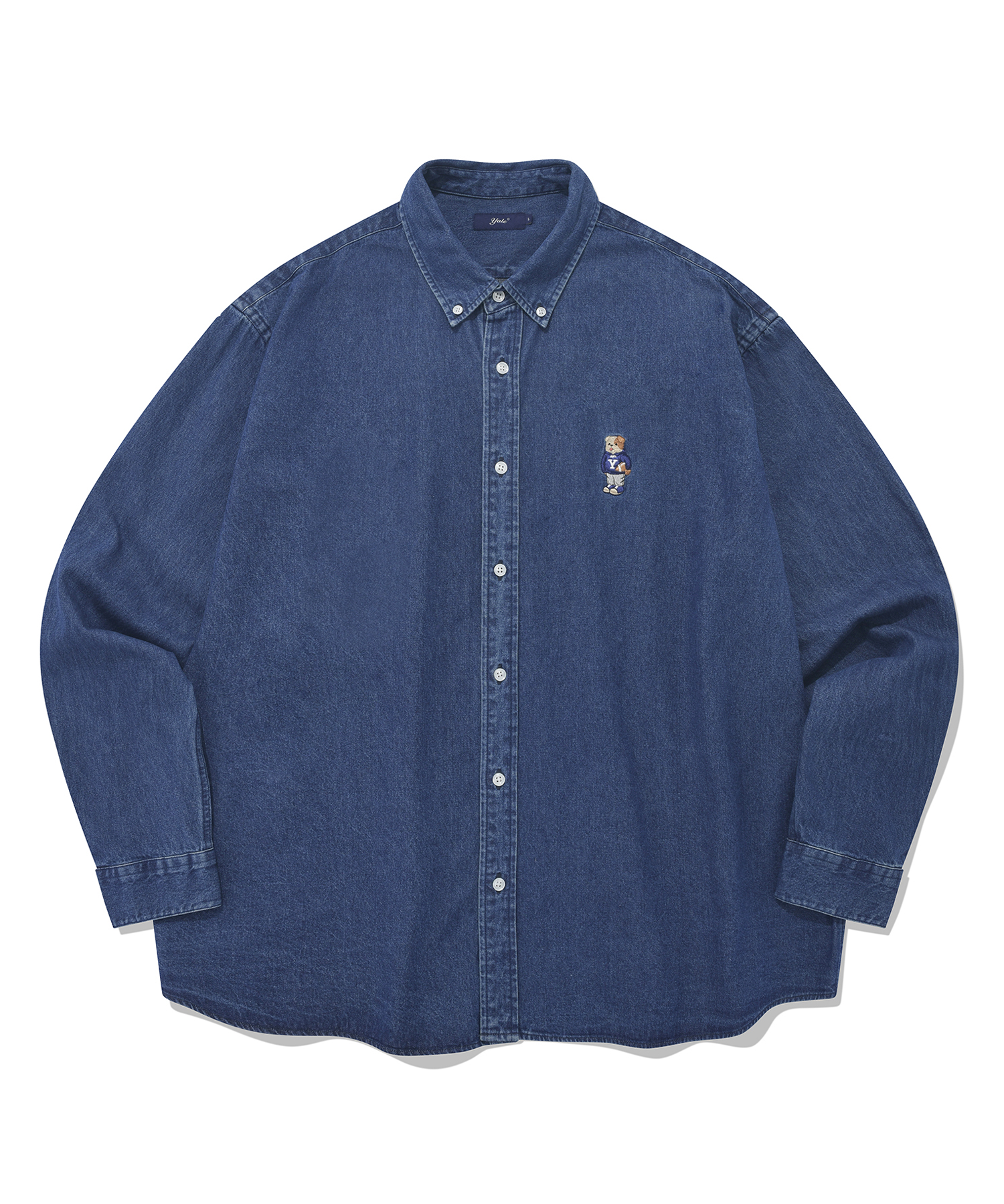 OVER FIT EMBROIDERY DAN DENIM SHIRTS BLUE