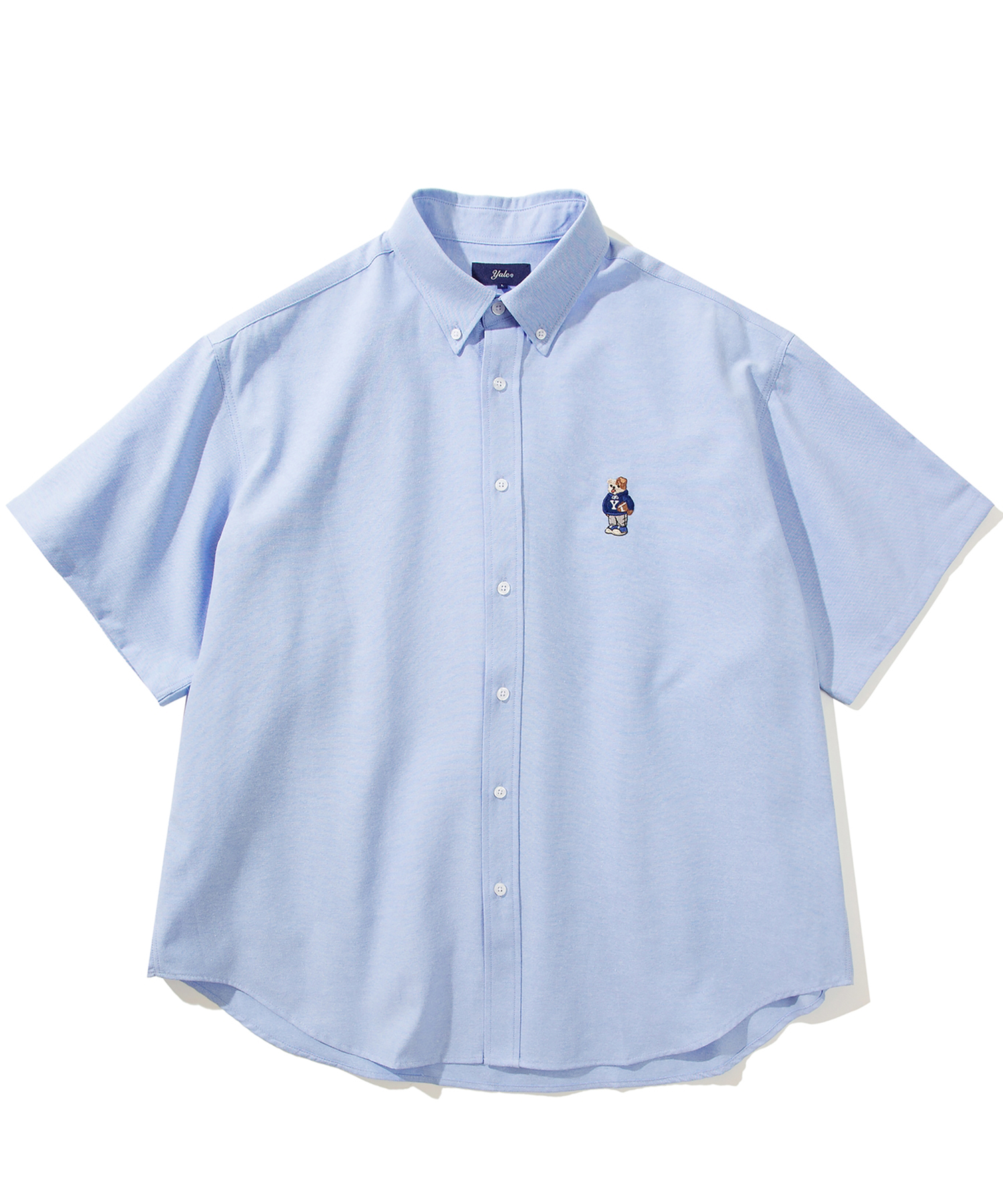 (OVERSIZED) EMBROIDERY OXFORD SS SHIRT LIGHT BLUE