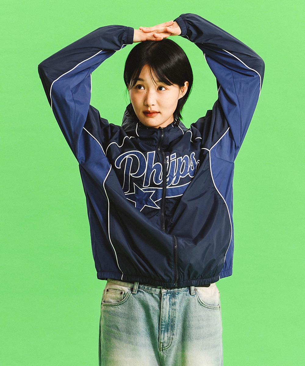 PIPING STAR TAIL HOODIE TRACK JACKET NAVY