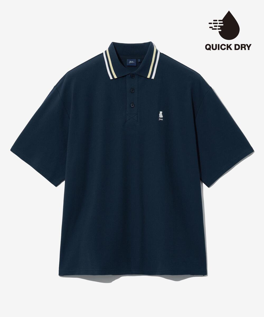 OVERSIZED QUICK DRY PIQUE POLO SHIRT NAVY