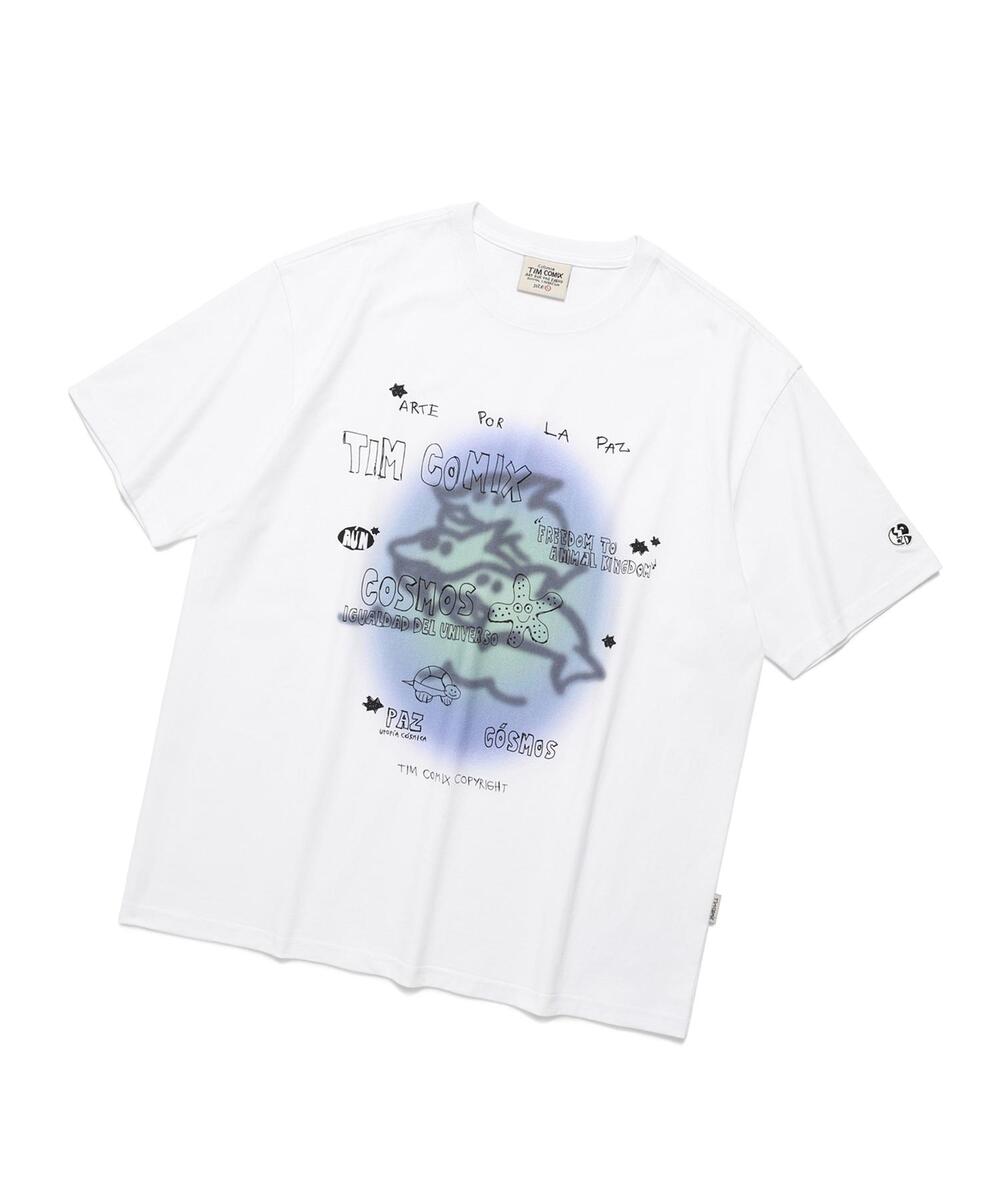 DOLPHIN WATERCOLOR SS WHITE / BLUE