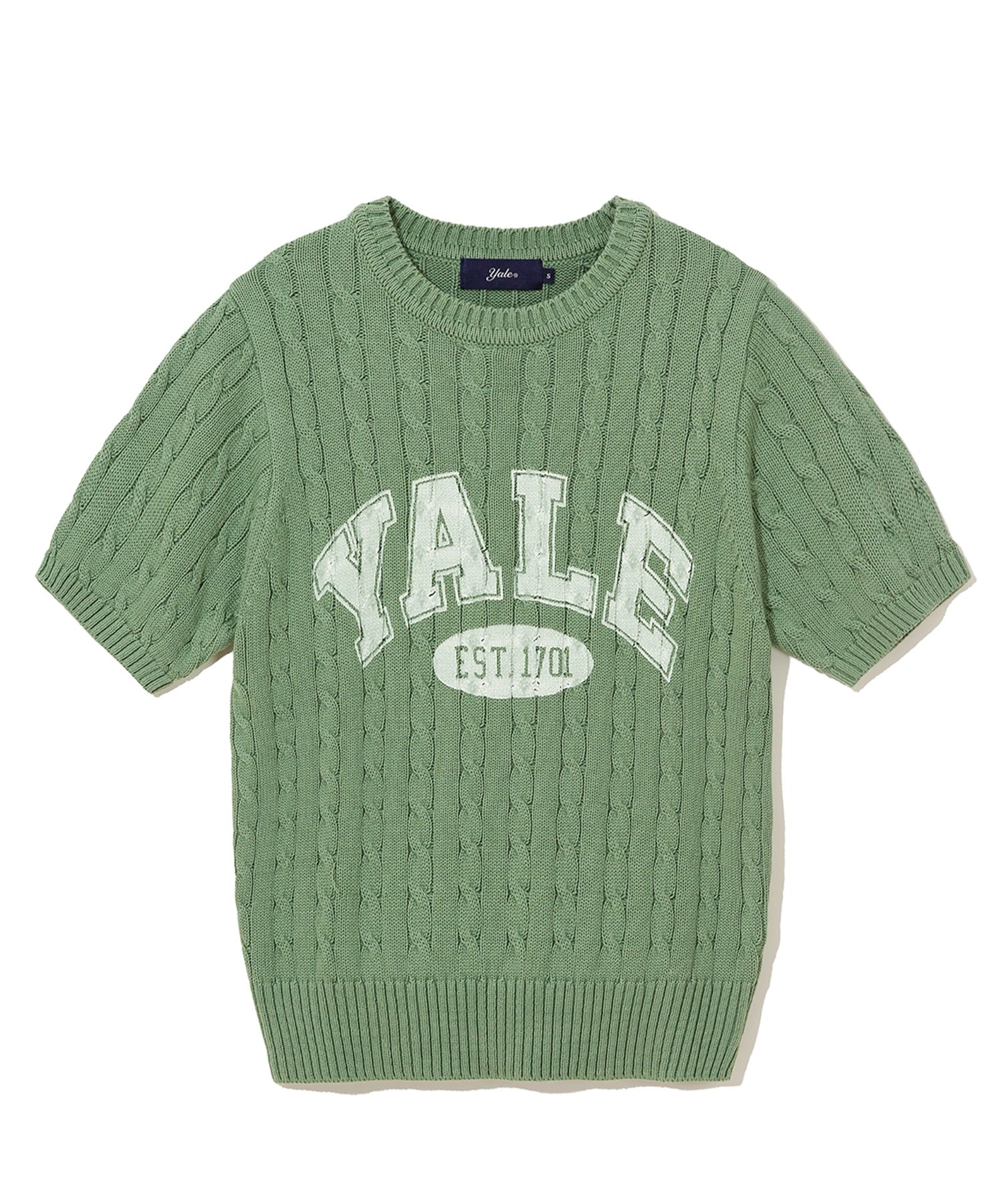WOMENS 2 TONE ARCH LOGO CABLE KNIT TEE GREEN
