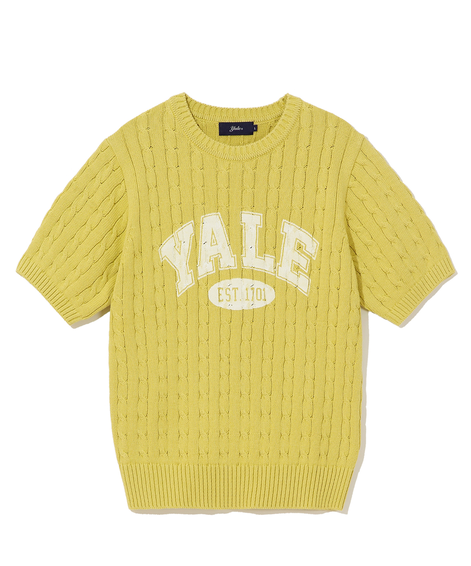 WOMENS 2 TONE ARCH LOGO CABLE KNIT TEE YELLOW