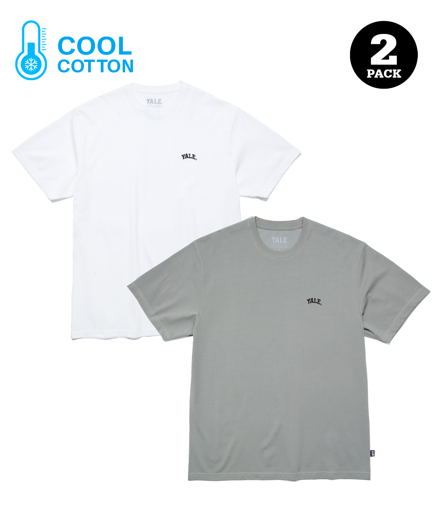 (23SS) [COOL COTTON] 2PACK SMALL ARCH TEE WHITE / KHAKI