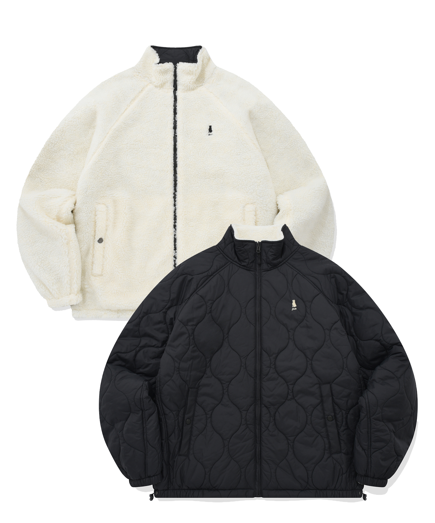 QUILTED BOA REVERSIBLE TRACK JACKET IVORY / BLACK