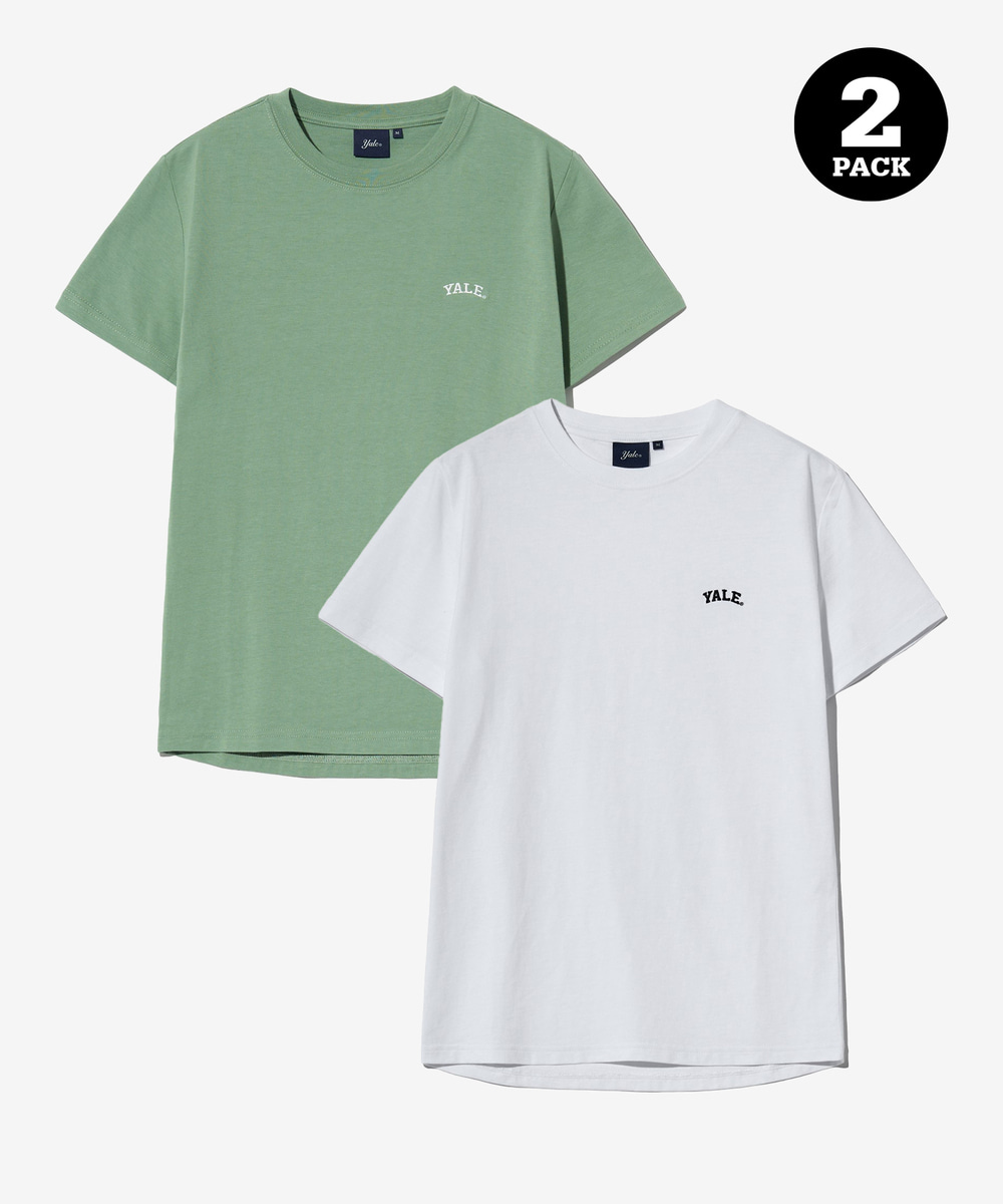 2PACK) WOMENS SMALL ARCH BASIC T-SHIRT WHITE / SAGE GREEN