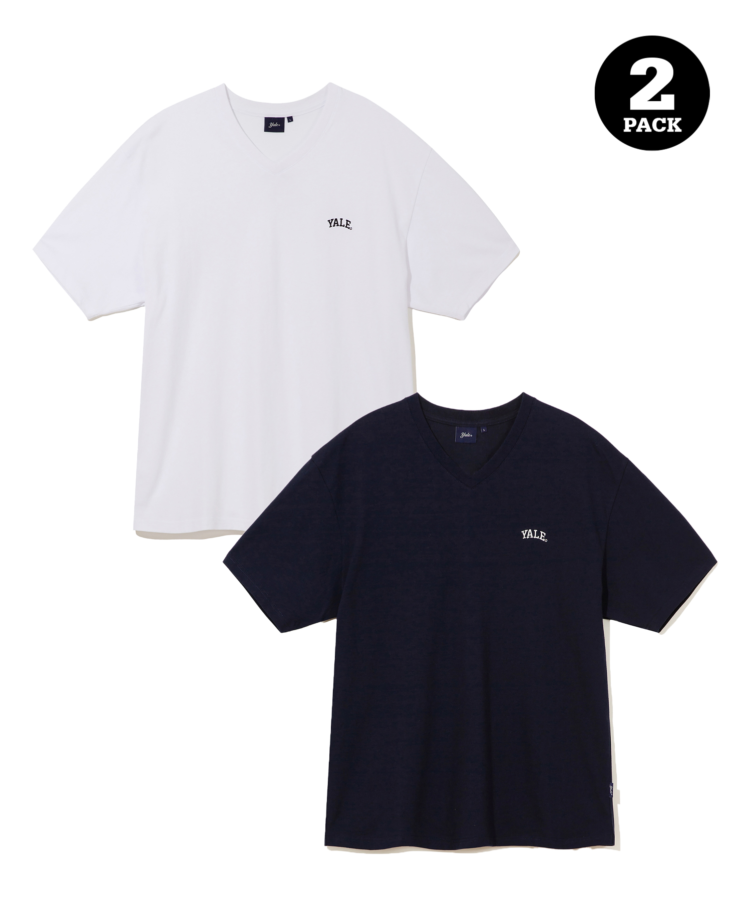 [ONEMILE WEAR] 2PACK SMALL ARCH V NECK TEE WHITE / NAVY