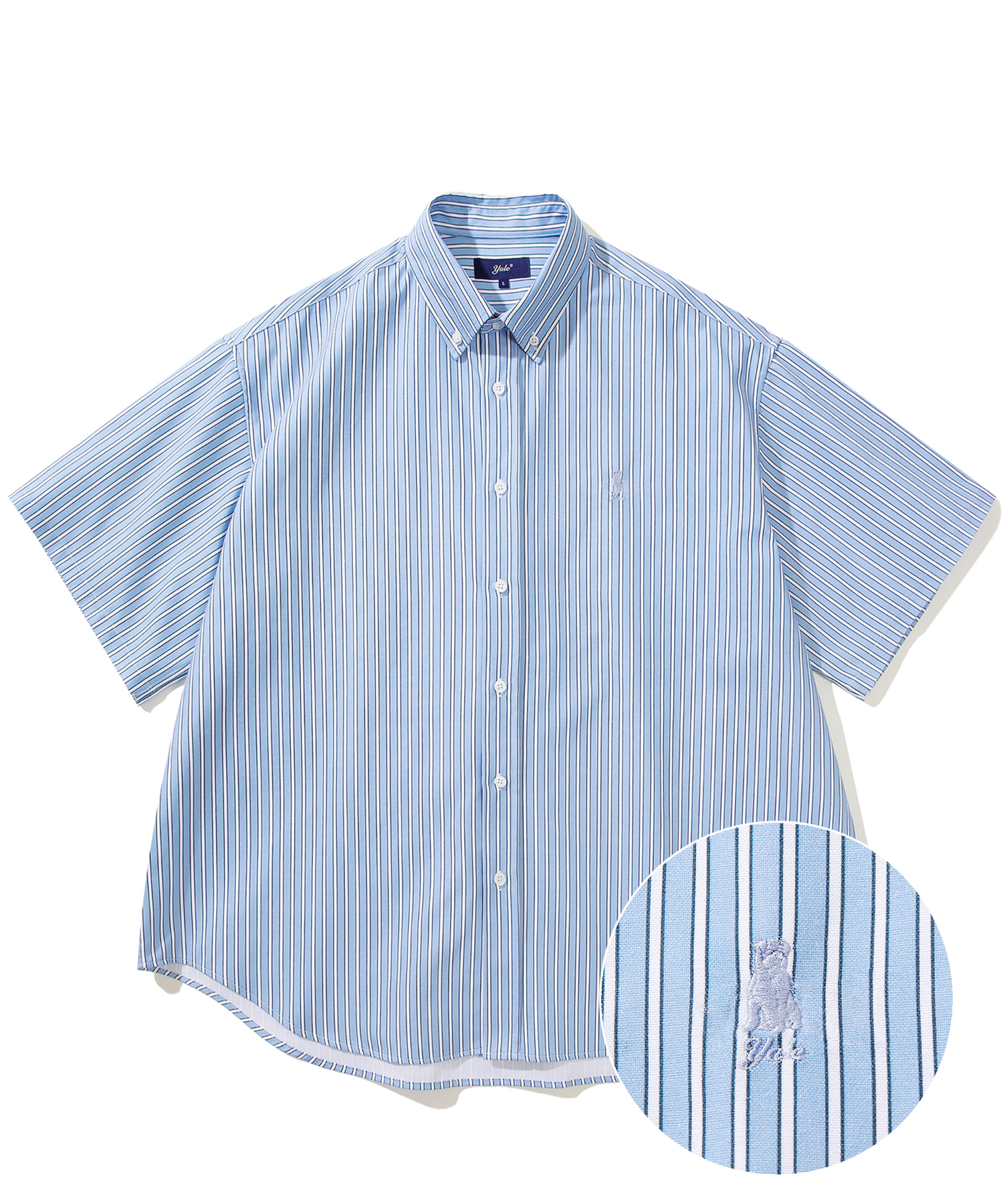 [ONEMILE WEAR] SMALL ARCH OXFORD BIG SS SHIRT STRIPE BLUE