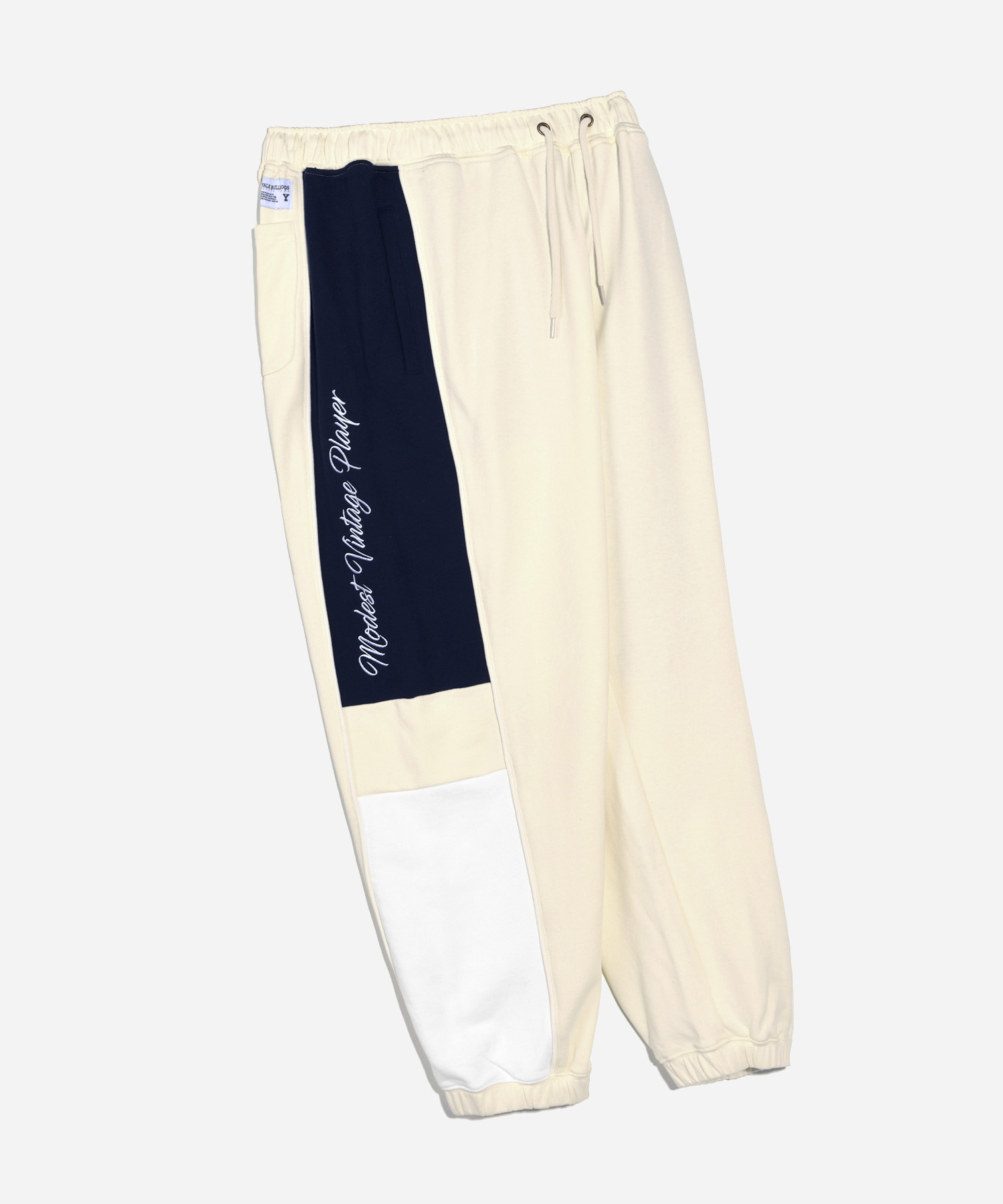 [YALE X MVP] RUGBY COLOR BLOCK SWEAT PANTS IVORY