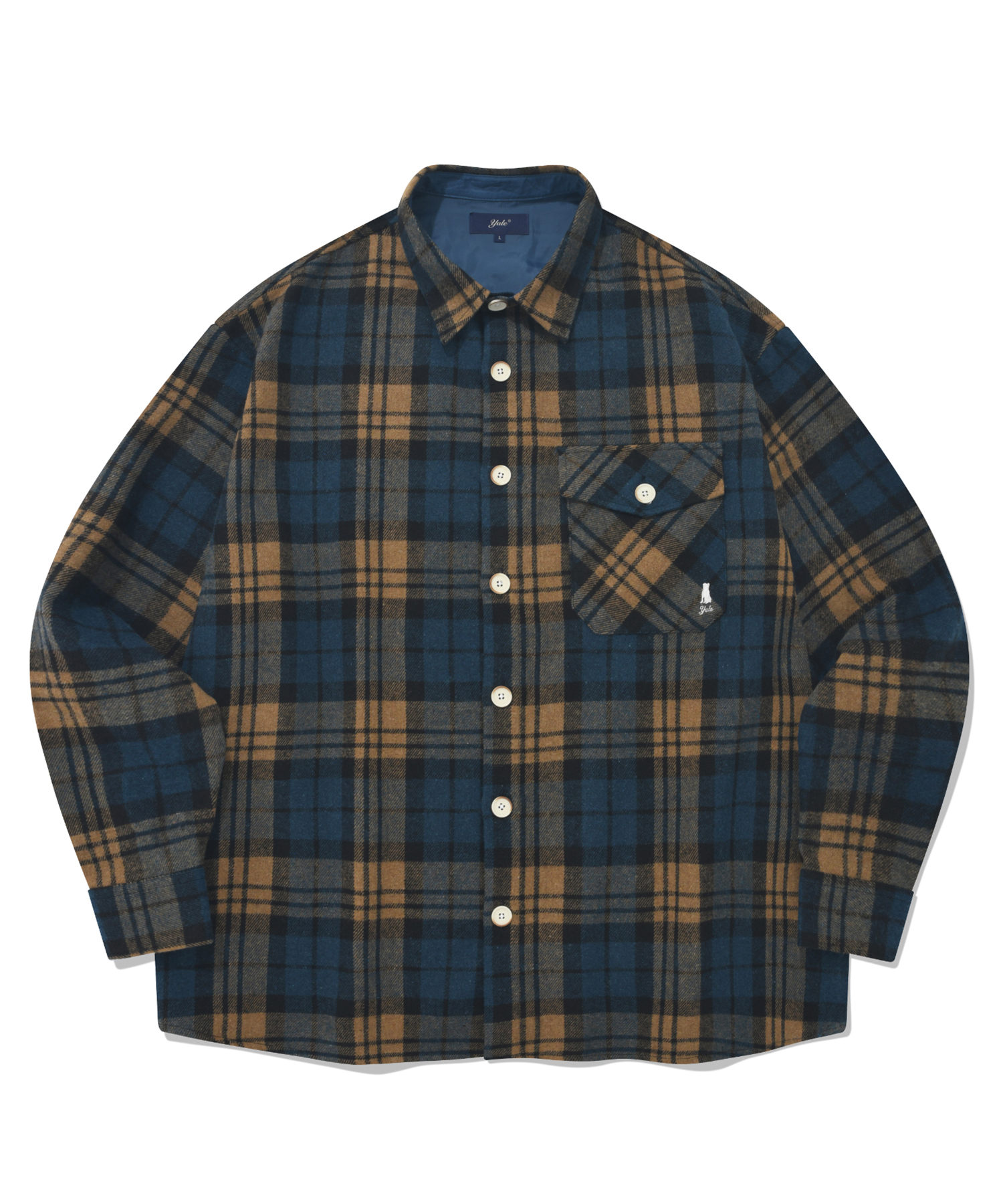 HEAVY FLANNEL ONE POCKET CHECK SHIRTS BLUE / YELLOW