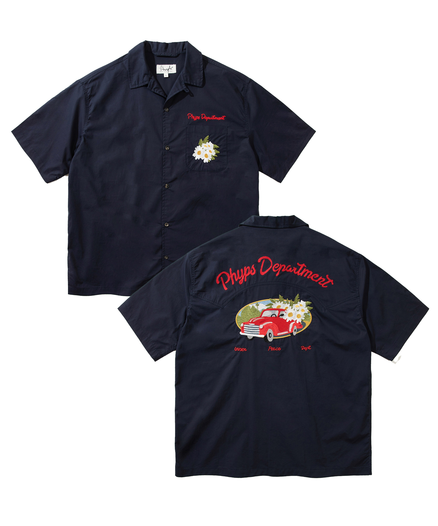 PHYPS® FLOWER DELIVERY OPEN COLLAR SHIRT NAVY