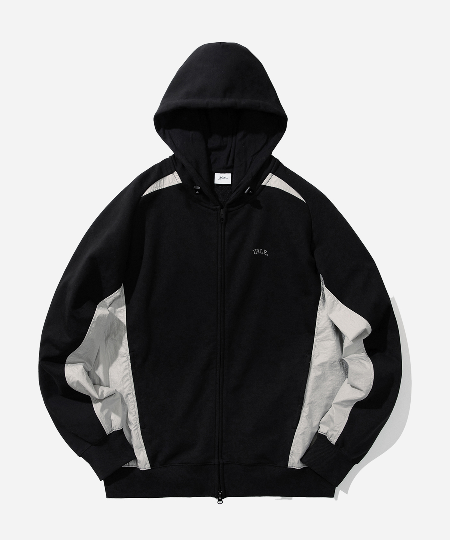 [ONEMILE WEAR] FABRIC MIXED HOODED ZIP UP BLACK