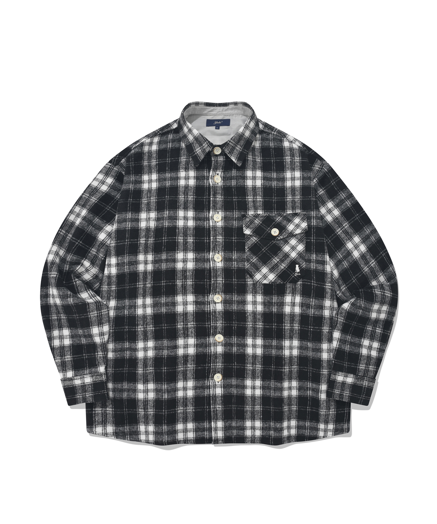 HEAVY FLANNEL ONE POCKET CHECK SHIRT IVORY