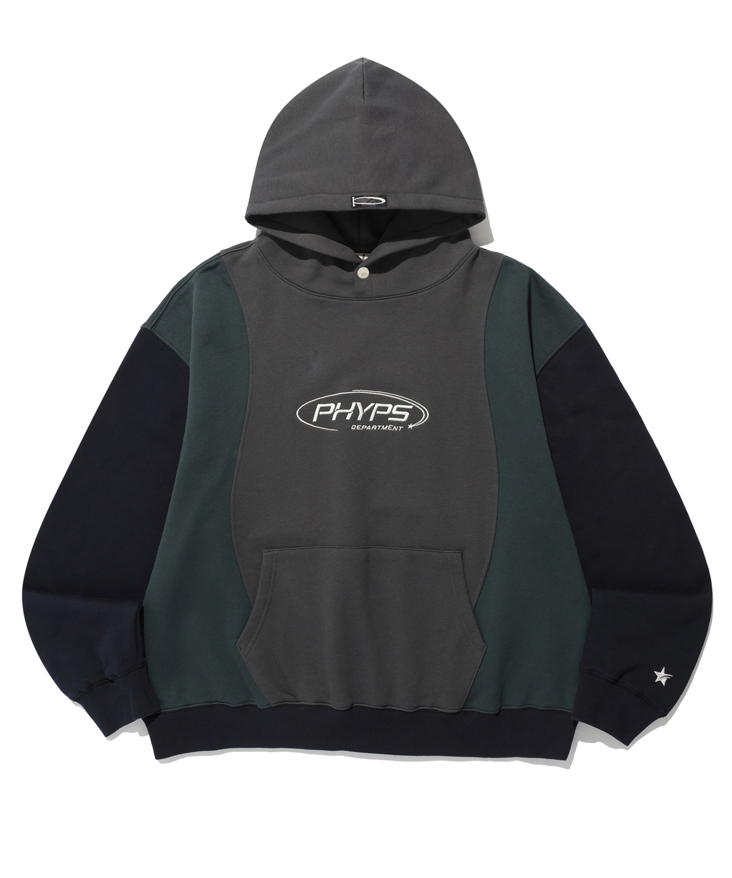 MIXED CURVE HOODIE CHARCOAL