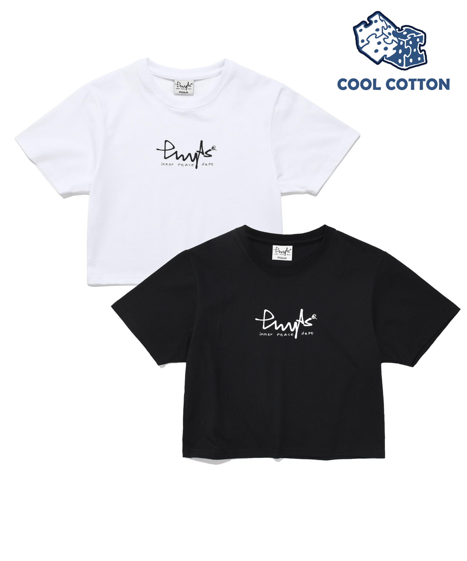 PHYPS® 2PACK COOL COTTON CROP TEE SS WHITE / BLACK