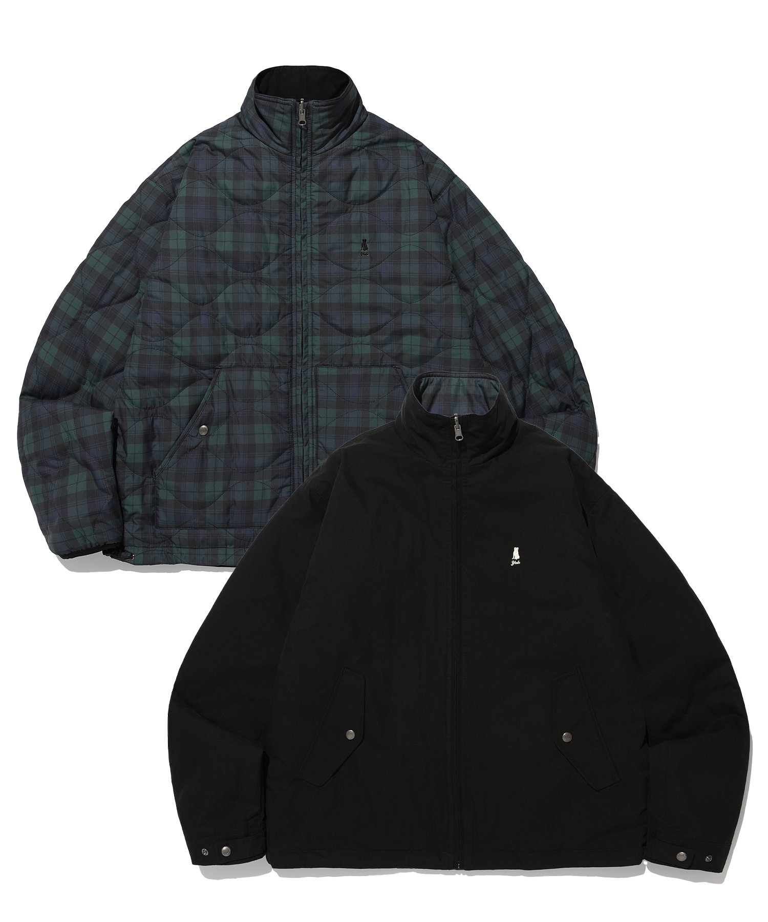 REVERSIBLE QUILTING FIELD JACKET CHECK / BLACK